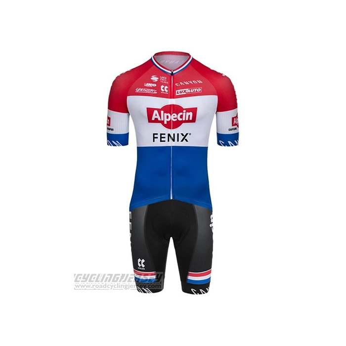 2021 Cycling Jersey Alpecin Fenix Champion Netherlands Short Sleeve and Bib Short